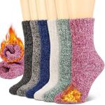 NevEND 6 Pairs Women's Wool Merino Winter Thermal Boot Thick Insulated Heated Socks For Cold Weather Outdoor Activities