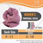 NevEND 6 Pairs Women's Wool Merino Winter Thermal Boot Thick Insulated Heated Socks For Cold Weather Outdoor Activities