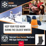 NevEND 6 Pairs Women's Wool Merino Winter Thermal Boot Thick Insulated Heated Socks For Cold Weather Outdoor Activities