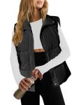 Zeagoo Women Puffer Vest Lightweight Stand Collar Sleeveless Winter Warm Zip Up Padded Outerwear Jackets with Pockets Black L