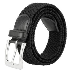 Gelante Canvas Elastic Fabric Woven Stretch Multicolored Braided Belts 2041-Black-M