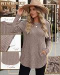 Women's Long Sleeve Ribbed Sweater Tunics - 3 Pack