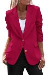 Women's Trendy Blazer Jacket in Dark Rose Red