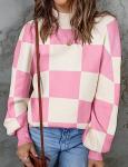 ZESICA Women's Pink Striped Turtleneck Pullover Sweater