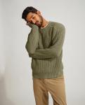 Men's Army Green Casual Crewneck Pullover Sweater