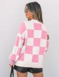 ZESICA Women's Pink Striped Turtleneck Pullover Sweater