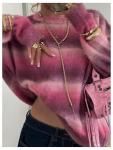 Women's Y2K Striped Knit Pullover Sweater Pink