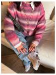 Women's Y2K Striped Knit Pullover Sweater Pink