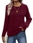 Zeagoo Women's Red Ribbed Knit Pullover Sweater
