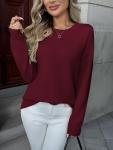 Zeagoo Women's Red Ribbed Knit Pullover Sweater