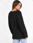 ANRABESS Long Sleeve Shirts for Women V Neck Casual Fall Tops Loose Fit Lightweight Sweaters Tunic Fashion 2024 Clothes Black X-Large