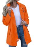 Kikibell Rain Jacket for Women Packable Rain Jacket for Travel Orange Rain Jacket Women Lined Raincoat windbreaker