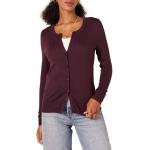 Women's Lightweight Burgundy Crewneck Cardigan Sweater