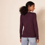 Women's Lightweight Burgundy Crewneck Cardigan Sweater