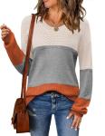 Soft Knit Long Sleeve Colorblock Sweater for Women