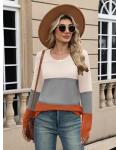 Soft Knit Long Sleeve Colorblock Sweater for Women