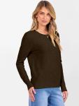 ANRABESS Women's Wool Crewneck Sweater in Brown