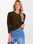 ANRABESS Women's Wool Crewneck Sweater in Brown