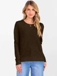ANRABESS Women's 100% Wool Crewneck Sweater, Brown