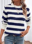 Trendy Women's Oversized Striped Knit Sweater