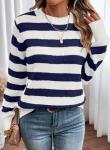 Trendy Women's Oversized Striped Knit Sweater