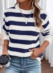 Trendy Women's Oversized Striped Knit Sweater
