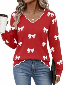Women's Lightweight V-Neck Fall Knit Pullover