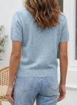 SHEWIN Women's Short Sleeve Summer Sweater, Blue