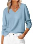 ANRABESS Women's V Neck Long Sleeve Pullover