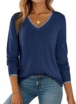 Dokotoo Women's Lightweight V-Neck Sweater - Blue