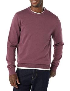 Men's Cotton Crewneck Sweater in Plum