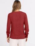 ANRABESS Women's V-Neck Long Sleeve Sweater Red