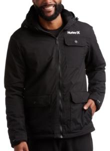 Hurley Men's Warm Hooded Sherpa Jacket - Black