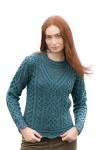Merino Wool Scallop Hem Crew Neck Sweater