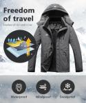 Men's Waterproof Fleece Ski Jacket with Hood