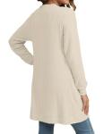 YSYOKOW Long Open Front Women's Cardigan, Beige