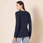 Women's Soft Cable Knit Crewneck Sweater, Navy