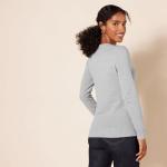Women's 100% Cotton Crewneck Sweater - Light Grey