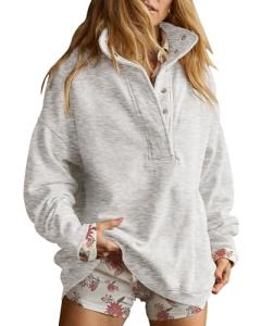 Gacaky Women's Oversized Button Henley Sweatshirt