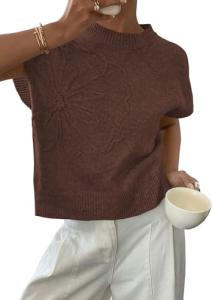 Trendy Flower Knit Sweater Vest for Women