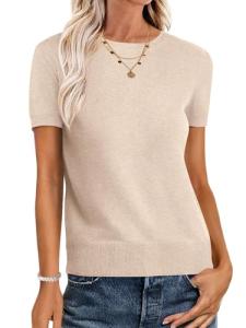 ANRABESS Women's Short Sleeve Wool Blend Sweater