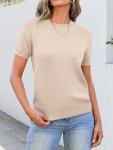 ANRABESS Women's Short Sleeve Wool Blend Sweater
