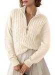 Dokotoo Women’s Trendy White Cable Knit Sweater