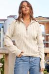 Dokotoo Women’s Trendy White Cable Knit Sweater