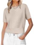 ANRABESS Women's Cropped Short Sleeve Sweater