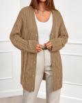 Chunky Cable Knit Cardigan for Women - Khaki