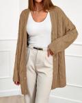 Chunky Cable Knit Cardigan for Women - Khaki