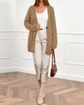 Chunky Cable Knit Cardigan for Women - Khaki