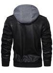 Men’s Faux Leather Zip-Up Bomber Jacket with Hood