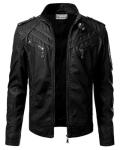 Men's Black Genuine Lambskin Leather Biker Jacket VINTAGE REAL MOTORCYCLE JACKETS FOR MEN (MEDIUM)